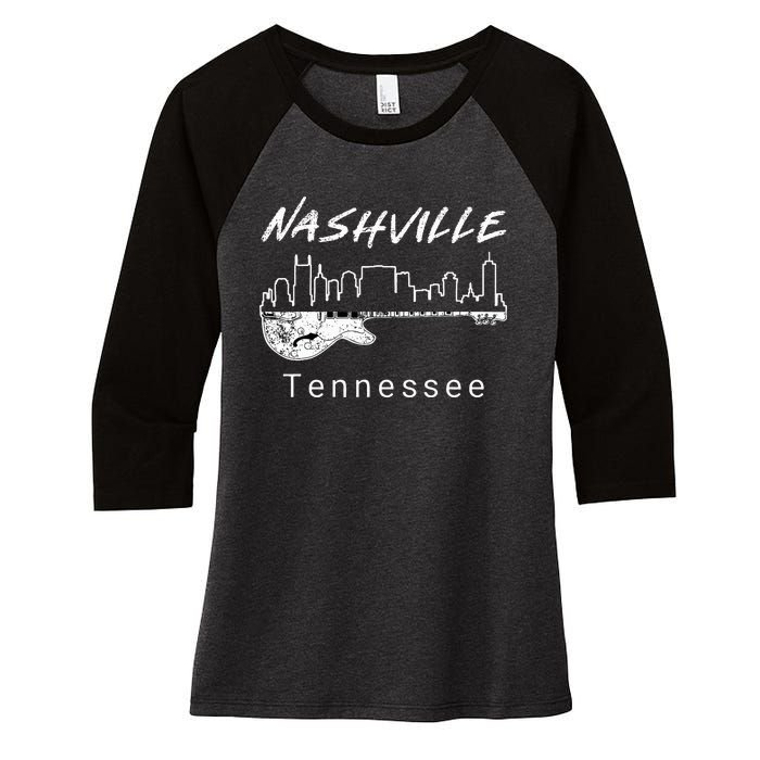 Souvenir From Nashville Guitar Nashville Women's Tri-Blend 3/4-Sleeve Raglan Shirt