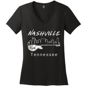 Souvenir From Nashville Guitar Nashville Women's V-Neck T-Shirt