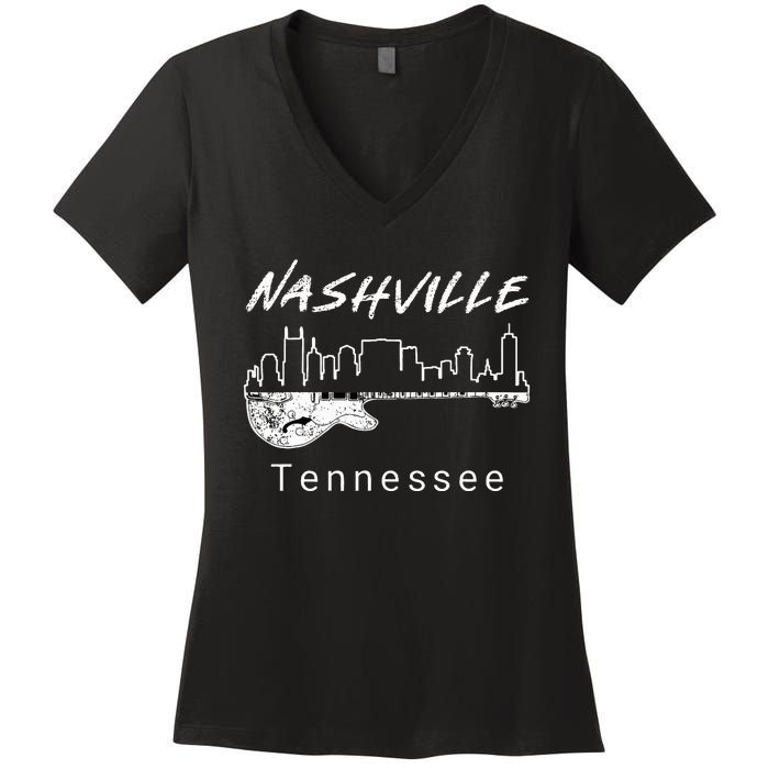 Souvenir From Nashville Guitar Nashville Women's V-Neck T-Shirt