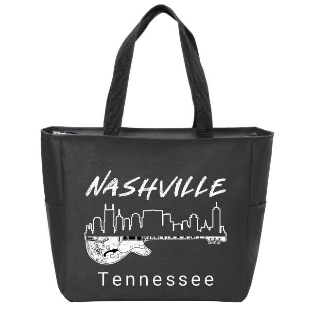 Souvenir From Nashville Guitar Nashville Zip Tote Bag