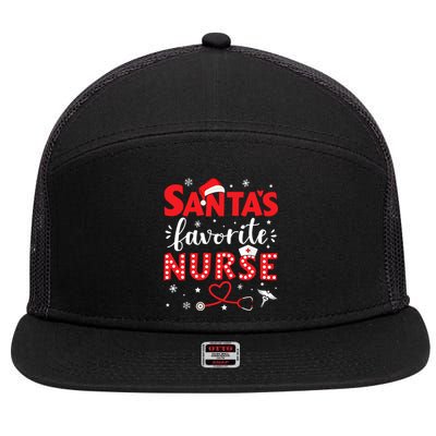 Santa Favorite Nurse For Christmas In Hospital Gift 7 Panel Mesh Trucker Snapback Hat