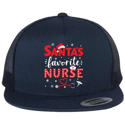 Santa Favorite Nurse For Christmas In Hospital Gift Flat Bill Trucker Hat