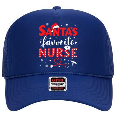 Santa Favorite Nurse For Christmas In Hospital Gift High Crown Mesh Back Trucker Hat