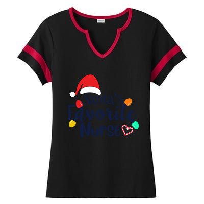 Santas Favorite Nurse Christmas 2020 Gift Cute Gift Ladies Halftime Notch Neck Tee