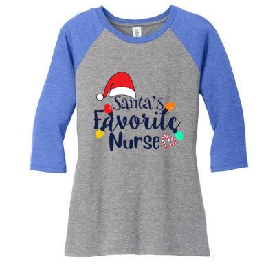 Santas Favorite Nurse Christmas 2020 Gift Cute Gift Women's Tri-Blend 3/4-Sleeve Raglan Shirt