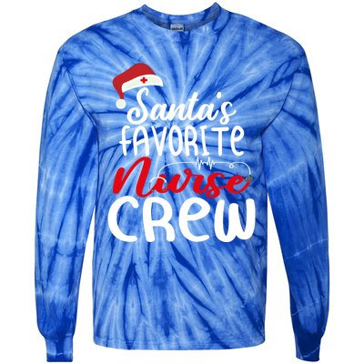 Santas Favorite Nurse Crew Gift Tie-Dye Long Sleeve Shirt