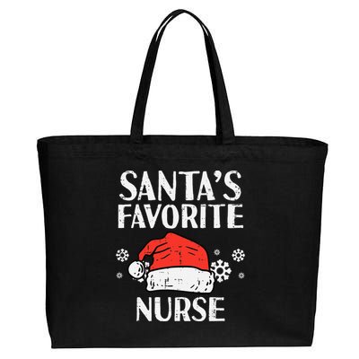 Santas Favorite Nurse Christmas Cotton Canvas Jumbo Tote