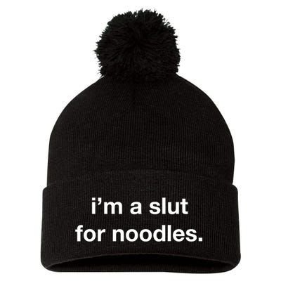 Slut For Noodles Noods Funny Ramen Food Asian Soup Recipes Pom Pom 12in Knit Beanie