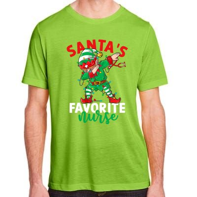 Santas Favorite Nurse Dabbing Elf Christmas Pajama Holiday Funny Gift Adult ChromaSoft Performance T-Shirt