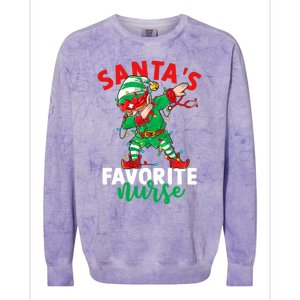 Santas Favorite Nurse Dabbing Elf Christmas Pajama Holiday Funny Gift Colorblast Crewneck Sweatshirt