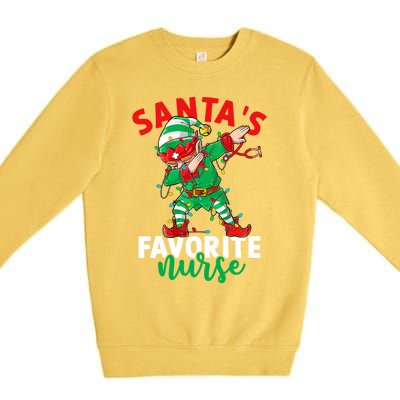 Santas Favorite Nurse Dabbing Elf Christmas Pajama Holiday Funny Gift Premium Crewneck Sweatshirt