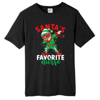 Santas Favorite Nurse Dabbing Elf Christmas Pajama Holiday Funny Gift Tall Fusion ChromaSoft Performance T-Shirt