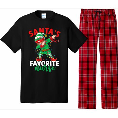 Santas Favorite Nurse Dabbing Elf Christmas Pajama Holiday Funny Gift Pajama Set