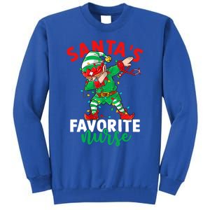 Santas Favorite Nurse Dabbing Elf Christmas Pajama Holiday Funny Gift Sweatshirt