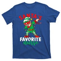 Santas Favorite Nurse Dabbing Elf Christmas Pajama Holiday Funny Gift T-Shirt