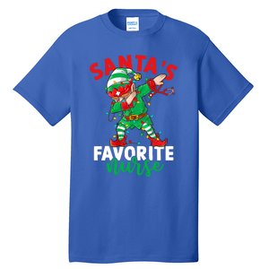 Santas Favorite Nurse Dabbing Elf Christmas Pajama Holiday Funny Gift Tall T-Shirt