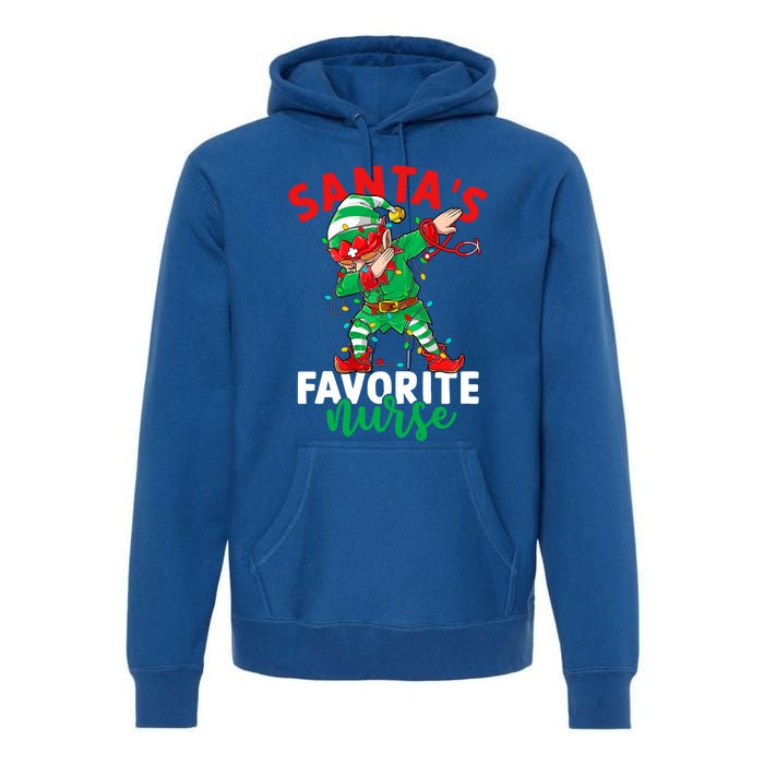 Santas Favorite Nurse Dabbing Elf Christmas Pajama Holiday Funny Gift Premium Hoodie