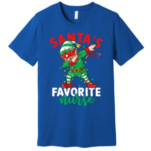 Santas Favorite Nurse Dabbing Elf Christmas Pajama Holiday Funny Gift Premium T-Shirt