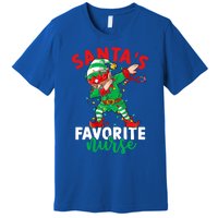 Santas Favorite Nurse Dabbing Elf Christmas Pajama Holiday Funny Gift Premium T-Shirt