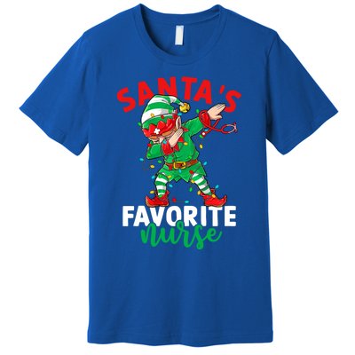 Santas Favorite Nurse Dabbing Elf Christmas Pajama Holiday Funny Gift Premium T-Shirt