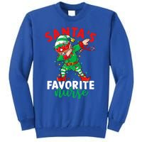 Santas Favorite Nurse Dabbing Elf Christmas Pajama Holiday Funny Gift Tall Sweatshirt