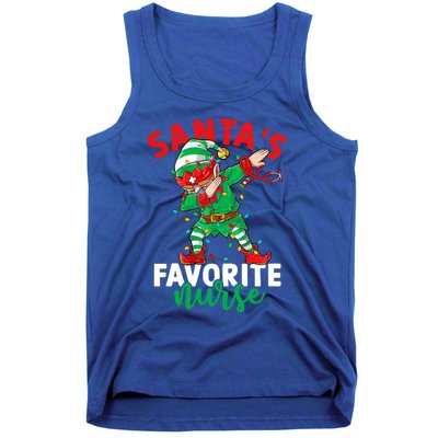 Santas Favorite Nurse Dabbing Elf Christmas Pajama Holiday Funny Gift Tank Top