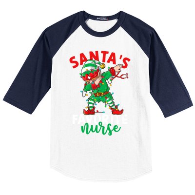 Santas Favorite Nurse Dabbing Elf Christmas Pajama Holiday Funny Gift Baseball Sleeve Shirt