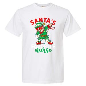 Santas Favorite Nurse Dabbing Elf Christmas Pajama Holiday Funny Gift Garment-Dyed Heavyweight T-Shirt