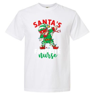 Santas Favorite Nurse Dabbing Elf Christmas Pajama Holiday Funny Gift Garment-Dyed Heavyweight T-Shirt