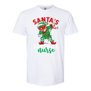 Santas Favorite Nurse Dabbing Elf Christmas Pajama Holiday Funny Gift Softstyle CVC T-Shirt