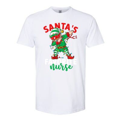 Santas Favorite Nurse Dabbing Elf Christmas Pajama Holiday Funny Gift Softstyle CVC T-Shirt