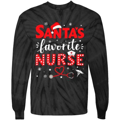 Santa Favorite Nurse For Christmas In Hospital Xmas Tie-Dye Long Sleeve Shirt