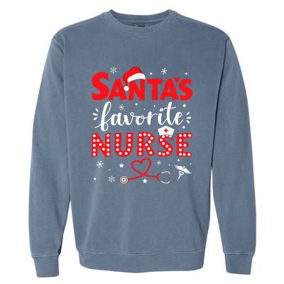 Santa Favorite Nurse For Christmas In Hospital Xmas Garment-Dyed Sweatshirt