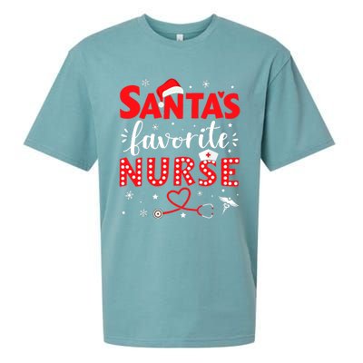 Santa Favorite Nurse For Christmas In Hospital Xmas Sueded Cloud Jersey T-Shirt