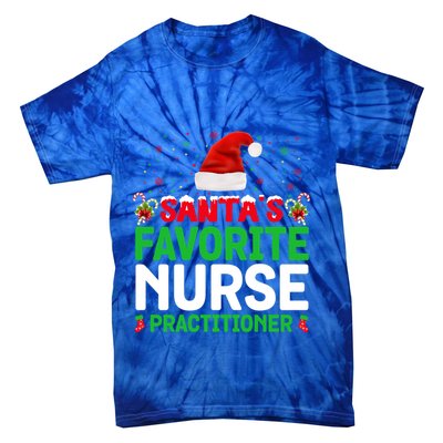 Santas Favorite Nurse Practitioner Christmas Matching Gift Tie-Dye T-Shirt