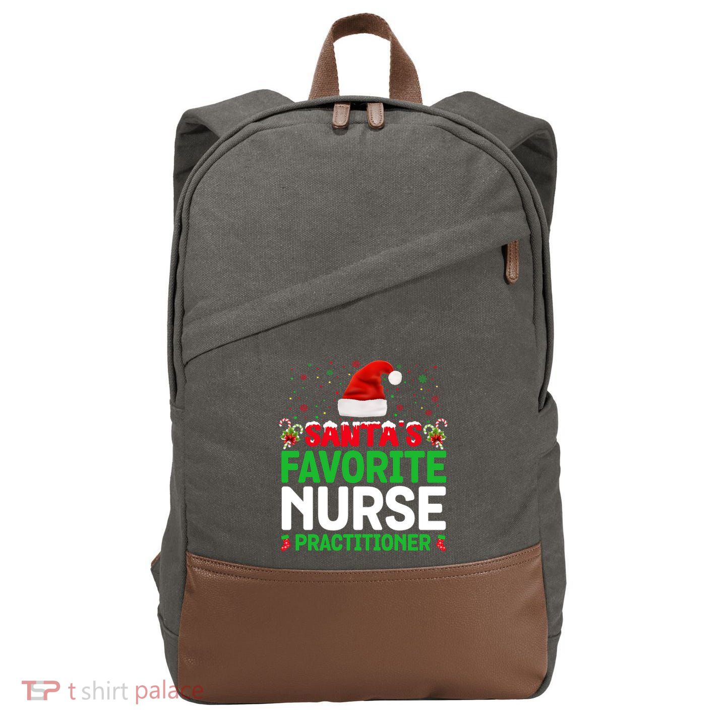 Santas Favorite Nurse Practitioner Christmas Matching Gift Cotton Canvas Backpack