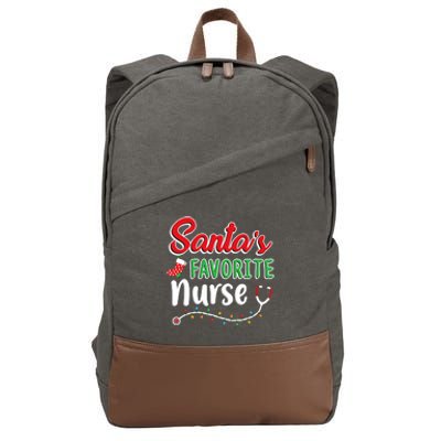 SantaS Favorite Nurse T Cute Merry Xmas Party Crew Cotton Canvas Backpack