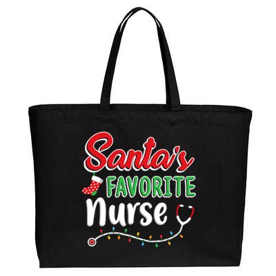 SantaS Favorite Nurse T Cute Merry Xmas Party Crew Cotton Canvas Jumbo Tote