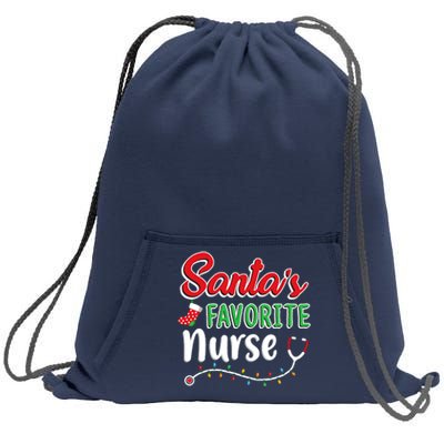 SantaS Favorite Nurse T Cute Merry Xmas Party Crew Sweatshirt Cinch Pack Bag