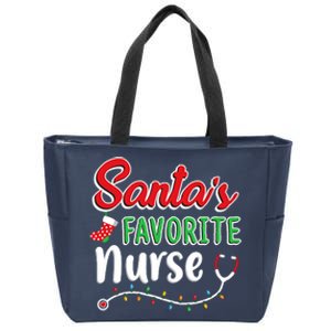 SantaS Favorite Nurse T Cute Merry Xmas Party Crew Zip Tote Bag