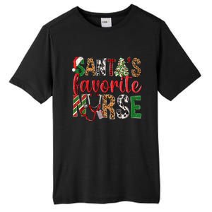 SantaS Favorite Nurse Leopard Merry Xmas Party Funny Gift Tall Fusion ChromaSoft Performance T-Shirt