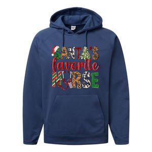 SantaS Favorite Nurse Leopard Merry Xmas Party Funny Gift Performance Fleece Hoodie