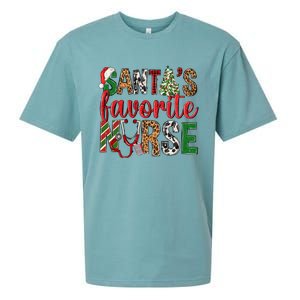 SantaS Favorite Nurse Leopard Merry Xmas Party Funny Gift Sueded Cloud Jersey T-Shirt