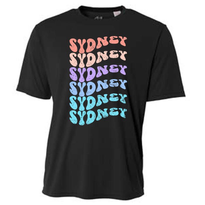 Sydney First Name I Love Sydney Vintage Groovy Birthday Cooling Performance Crew T-Shirt