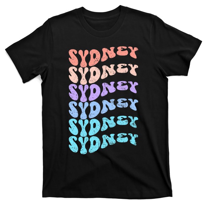 Sydney First Name I Love Sydney Vintage Groovy Birthday T-Shirt