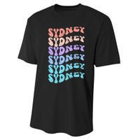 Sydney First Name I Love Sydney Vintage Groovy Birthday Performance Sprint T-Shirt