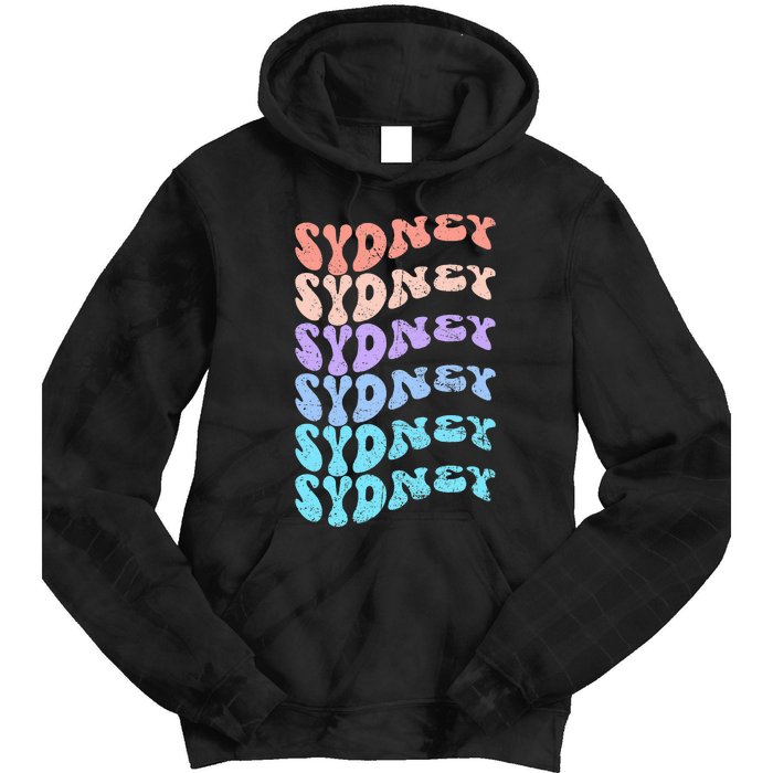 Sydney First Name I Love Sydney Vintage Groovy Birthday Tie Dye Hoodie