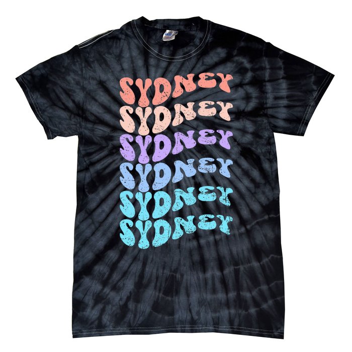 Sydney First Name I Love Sydney Vintage Groovy Birthday Tie-Dye T-Shirt