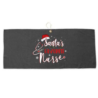 SantaS Favorite Nurse Christmas Nursing Medical Staff Xmas Gift Large Microfiber Waffle Golf Towel