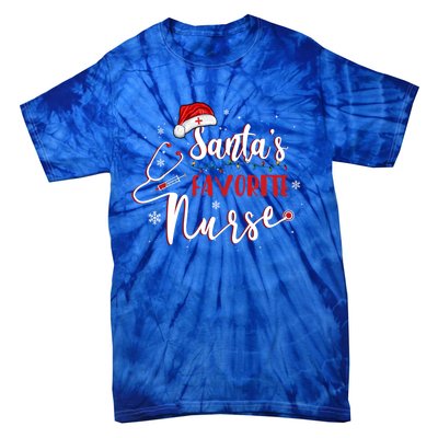 SantaS Favorite Nurse Christmas Nursing Medical Staff Xmas Gift Tie-Dye T-Shirt